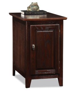 Leick Rectangle Chocolate Oak Wood Cabinet Storage End Table   End Tables
