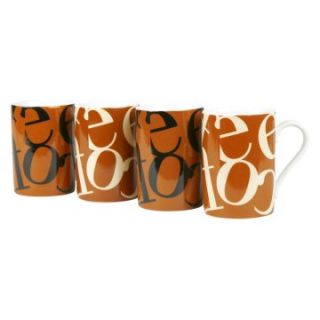 Konitz Assorted Script Collage Mugs   Set of 4   Coffee Mugs