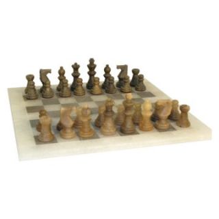 Transparent Brown and Ash Alabaster Chess Set   Chess Sets