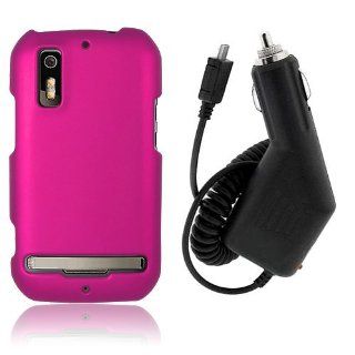Motorola Photon 4G MB855   Hot Pink Rubberized Hard Plastic Skin Case Cover + Car Charger [AccessoryOne Brand] Cell Phones & Accessories