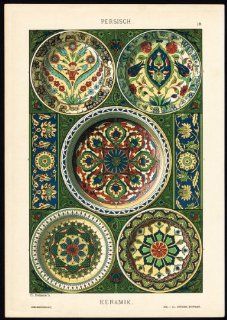 Antique Print DECORATION PERSIAN MOTIVES ORNAMENTS Plate 19 Dolmetsch 1887   Lithographic Prints
