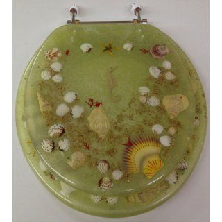 SEASHELL AND SEAHORSE RESIN TOILET SEAT   STANDARD SIZE, CLEAR
