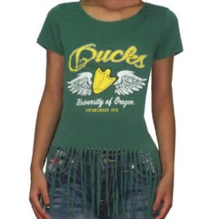 Womens NCAA Oregon Ducks Crew Neck T Shirt with Fringe XL Green  Athletic T Shirts  Clothing
