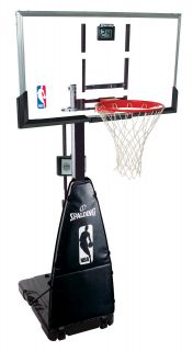 Spalding 60 Inch Acrylic Portable Basketball System with Electric Shot Clock   Portable Hoops