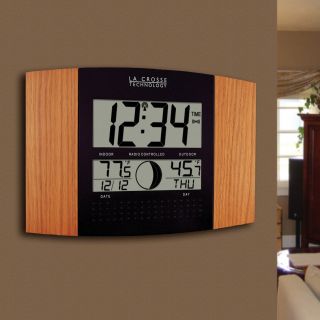 Atomic Wall Clock with Outdoor Temperature by La Crosse   12.2 Inches Wide   Wall Clocks