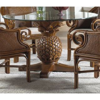 Hospitality Rattan Sunset Reef Indoor Rattan & Wicker 48 in. Pineapple Dining Table   TC Antique   Dining Tables