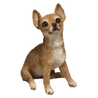 Sandicast Small Size Tan Chihuahua Sculpture   Sitting   Garden Statues