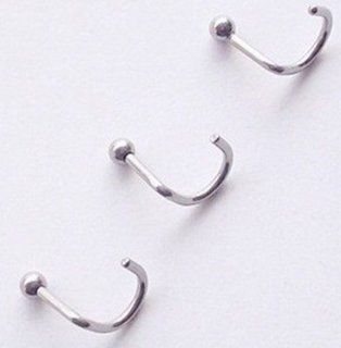 18g 3 Plain Balls Surgical Steel Corkscrews for Nose/Trageus 