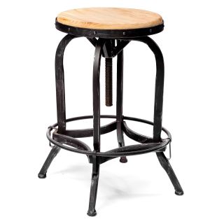 Weathered Oak Adjustable Bar Stool   Drafting Chairs & Stools