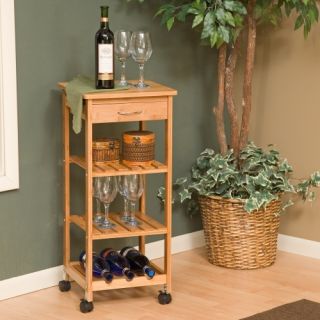 Lipper Bamboo 3 Bottle Wine Serving Cart   Wine Furniture