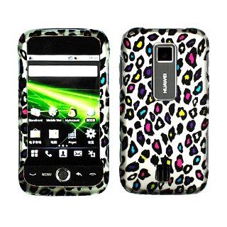 Colorful Leopard Animal Print Rubberized Coating Premium Snap on Protector Faceplate Hard Case for Huawei Ascend M860/Metro PCS Cell Phones & Accessories