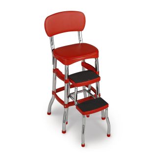 Cosco Red Retro Counter Chair Step Stool   Step Stools