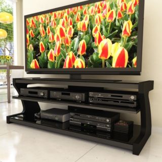 Sonax SN 4600 Sonoma 57 in. Midnight Black Designer TV Stand with Two Shelves   TV Stands