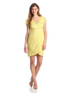 Eliza J Women's Cap Sleeve V Neck Dress, Yellow, 6