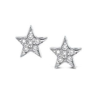 Diamond Star Earrings in 14k White Gold Jewelry