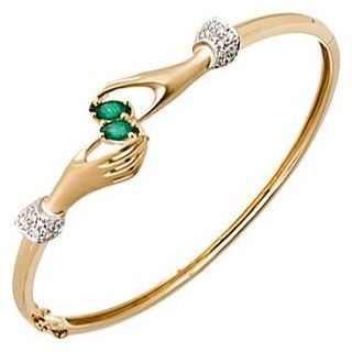 Emerald and Diamond bangle in 14kt yellow gold Amoro Jewelry