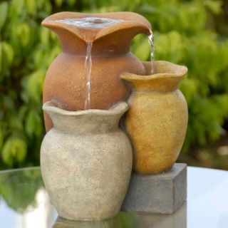 Jeco Multi Colorful Pots Tabletop Outdoor Fountain   Fountains