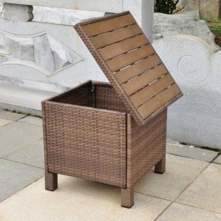 Barcelona All Weather Wicker Contemporary Outdoor Storage Table   Patio Tables