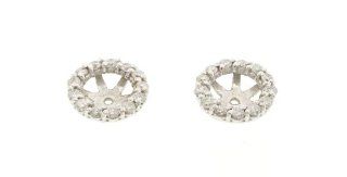 14k White Gold Diamond Wheel Earring Jackets Hoop Earrings Jewelry