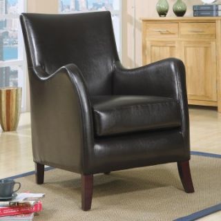 Aella Dark Brown Leather Accent Chair   Accent Chairs