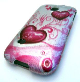 Straight Talk Huawei M865c Twin Heart Valentine HARD Case Skin Cover Accessory Protector Cell Phones & Accessories