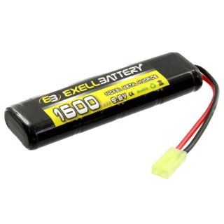 Exell Battery 9.6V 1600mAh NiMH Flat Airsoft Battery Pack Mini Tamiya Fit Most Airsoft Mini AK series, Upgraded / Modified AEG's  Sports & Outdoors