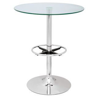 Chintaly Modern Round Glass Top Pub Table   Pub Tables