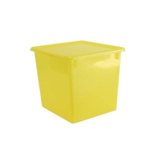 Romanoff Large Plastic Storage Container   Transparent Yellow   Lidded Home Storage Bins