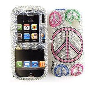 LG LX265 RUMOR 2 COSMOS VN250 Full Diamond Crystal / Rhinestone / Bling Colorful Peace Signs HARD PROTECTOR COVER CASE / SNAP ON PERFECT FIT CASE Cell Phones & Accessories