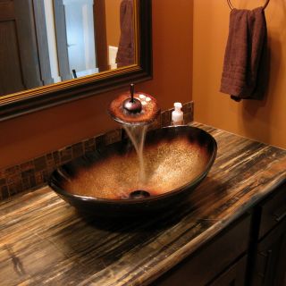 Novatto Hand Painted Glass Vessel Sink   Black/Brown   Bathroom Sinks