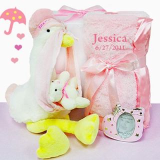 Cashmere Bunny Personalized Stork Delivery Gift Set   Girl   Gift Baskets by Occasion