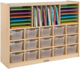 ECR4KIDS Multi Section Storage Cabinet with 15 Clear Bins   Toy Storage