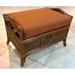 Hospitality Rattan Cancun Palm Rattan & Wicker Ottoman with Cushion   TC Antique   Wicker Furniture