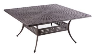 Alfresco Home Cobblestone Cast Aluminum 64 in. Square Patio Dining Table   Patio Tables