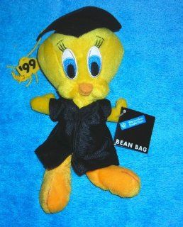 Warner Brothers Studio Tweety Bird Graduation 1999 7" Bean Bag Plush 