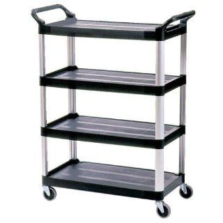 Rubbermaid 4 Shelf Cart, Open Sided   Black   CASE PACK OF 2  Utility Carts 