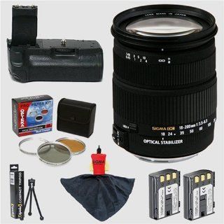 Sigma 18 200mm f/3.5 6.3 DC OS (Optical Stabilizer) Wide Angle Lens & Opteka Battery Pack Grip / Vertical Shutter Release & 2 NB 2LH Batteries & Filters & Accessories for Canon EOS Digital Rebel XTi & Rebel XT  Camera Lens Accessories 