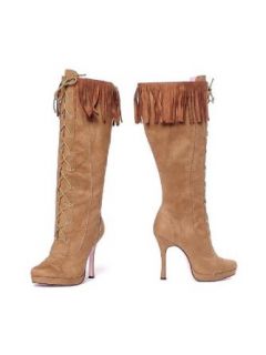Sexy Tan Knee High Indian Fringe Boot Costume Footwear Shoes