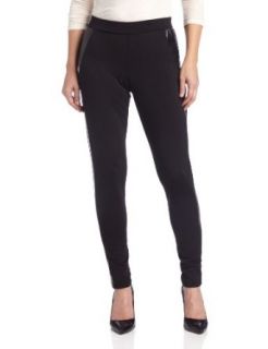 NY Collection Women's Legging with Faux Leather, Black, Medium Leggings Pants