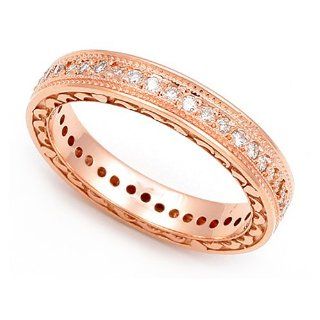 14k Rose Gold Pave set Diamond Eternity Wedding Band Ring (G H/SI, 2/5 ct.) Juno Jewelry Jewelry