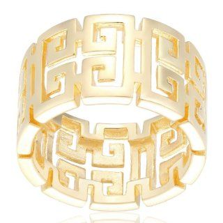 18k Gold Over Sterling Silver Ancient Aztec Ring; size 7.0 Jewelry