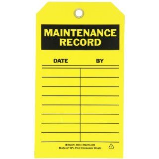 Brady 86614 7" Height, 4" Width, B 851 Economy Polyester, Black On Yellow Color Inspection And Material Control Tag (Pack Of 10) Industrial Warning Signs