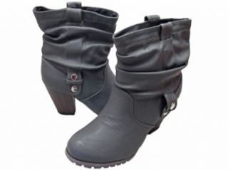 Andres Machado Women's Gray Wrinkled Non skid Boots AM347 Shoes