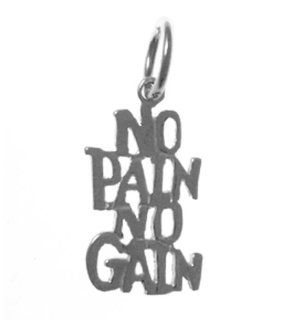 Alcoholics Anonymous Saying Pendant, #877 15, Sterling Silver, "NO PAIN, NO GAIN" Jewelry
