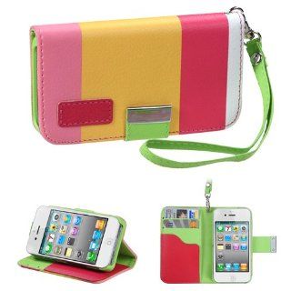 Fits Apple iPhone 4 4S Hard Plastic Snap on Cover Colorful(Hot pink/Yellow/Pink) Premium Book Style MyJacket Wallet 853 AT&T, Verizon (does NOT fit Apple iPhone or iPhone 3G/3GS or iPhone 5) Cell Phones & Accessories