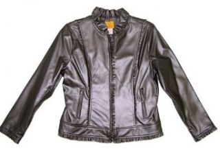 Ruby Rd Just Brilliant Zip Up Ruffle Faux Leather Jacket Grapmet Graphite 6P Faux Leather Outerwear Jackets