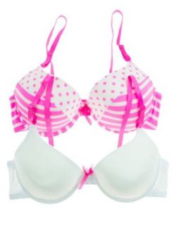 CC Junior's 2 Pack Slight Push up Bra with Polka Dots and Stripes