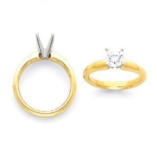 14k Two Tone 1/2ct. Heavy Weight Comfort Fit 4 Prong Solitaire Mounting Jewelry