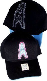 Houston Oilers Throwback Black Hat Cap Flex Fit NFL Authentic Vintage Collection  Sports Fan Beanies  Sports & Outdoors