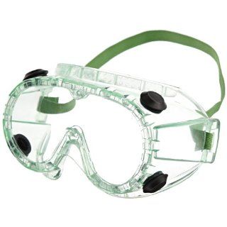 Sellstrom 882 PVC Indirect Black Vent Chemical Splash Goggle, Green Tinted Body/Clear Anti Fog Poly Bagged Lens Safety Goggles